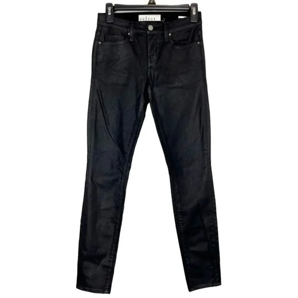 Velvet Graham & Spencer Wax Coated High Waisted Skinny Jeans Sz 25 Glossy - Picture 2 of 9